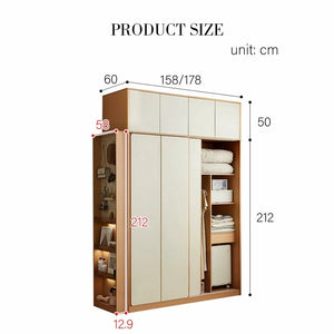 Modern Sliding Door Wardrobe with Mirror Option – Contemporary MDF Storage Closet in White & Oak Finish - Sleek Furniture