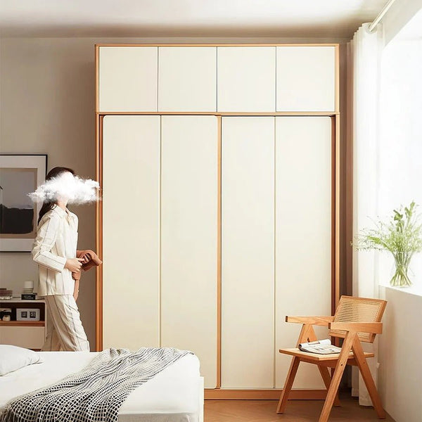 Modern Sliding Door Wardrobe with Mirror Option – Contemporary MDF Storage Closet in White & Oak Finish - Sleek Furniture