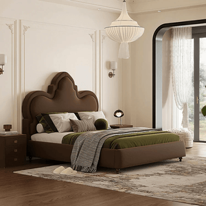 Modern Thalia Wingback King Size Bed Frame with Upholstered Flannelette Headboard, Wooden Double Bed Platform, Contemporary Bedroom Furniture, Black - Sleek Furniture