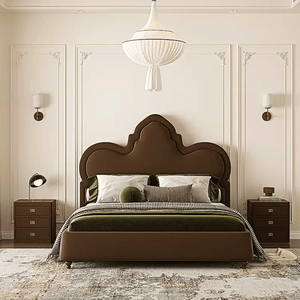 Modern Thalia Wingback King Size Bed Frame with Upholstered Flannelette Headboard, Wooden Double Bed Platform, Contemporary Bedroom Furniture, Black - Sleek Furniture