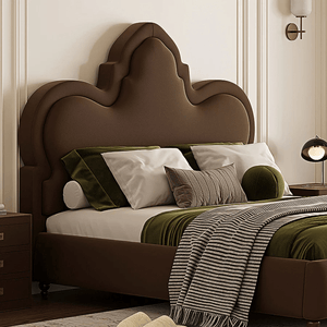Modern Thalia Wingback King Size Bed Frame with Upholstered Flannelette Headboard, Wooden Double Bed Platform, Contemporary Bedroom Furniture, Black - Sleek Furniture