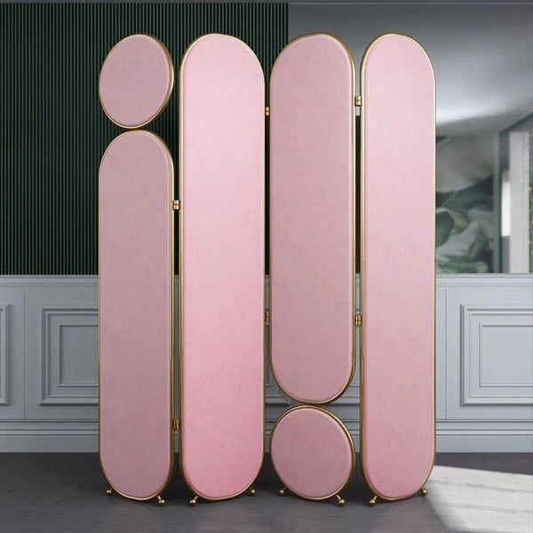 Modern Velvet Folding Screen Room Divider Privacy Partition Panel for Bedroom Living Room Office – Pink, Grey, Green & Blue - Sleek Furniture
