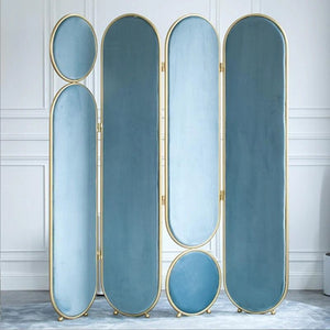 Modern Velvet Folding Screen Room Divider Privacy Partition Panel for Bedroom Living Room Office – Pink, Grey, Green & Blue - Sleek Furniture