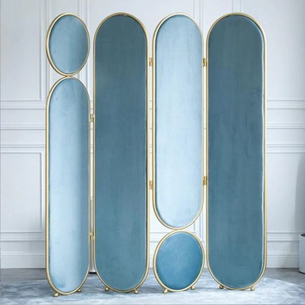 Modern Velvet Folding Screen Room Divider Privacy Partition Panel for Bedroom Living Room Office – Pink, Grey, Green & Blue - Sleek Furniture