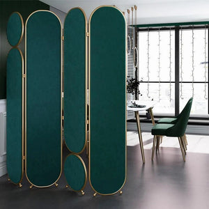 Modern Velvet Folding Screen Room Divider Privacy Partition Panel for Bedroom Living Room Office – Pink, Grey, Green & Blue - Sleek Furniture
