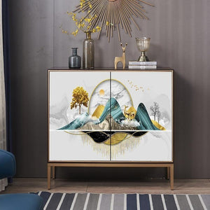 Modern White Sideboard Cabinet with Metal Frame – Contemporary Storage Unit with Wooden Shelves for Living Room, Dining Room & Hallway - Sleek Furniture