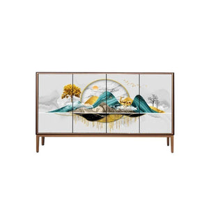 Modern White Sideboard Cabinet with Metal Frame – Contemporary Storage Unit with Wooden Shelves for Living Room, Dining Room & Hallway - Sleek Furniture