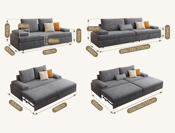 Molly 3-Seater Sofa Bed – Velvet Folding Sofa Bed with High-Density Sponge Filling | Multi-Size Pull Out Sofa Bed UK Style | Space-Saving Convertible Bed for Living Room & Guest Room - Sleek Furniture