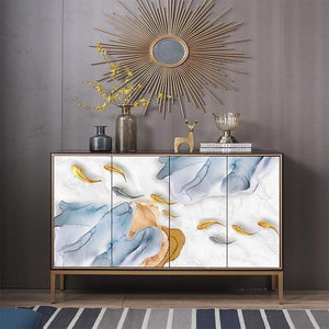 Monika Modern Sideboard Storage Cabinet, Black MDF & Wood Side Unit with Doors and Shelves, Contemporary Living Room Furniture - Sleek Furniture