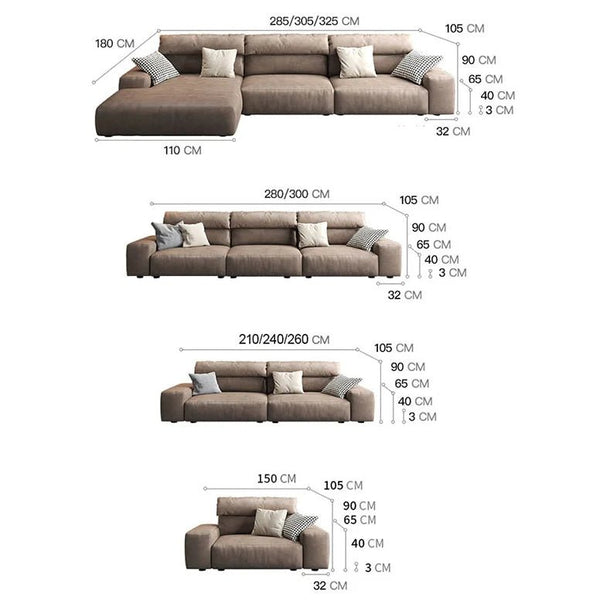 Montgomery Leathaire Corner Sofa 285cm – Contemporary 3 Seater / 4 Seater L-Shaped Sofa with Modern Design and Comfortable Seating - Sleek Furniture