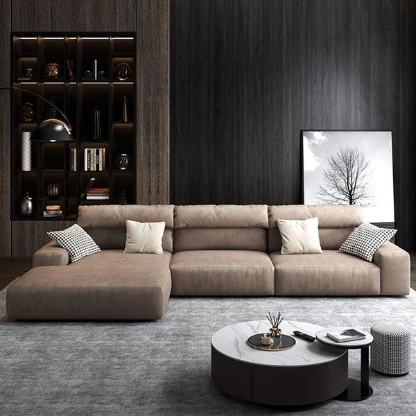 Montgomery Leathaire Corner Sofa 285cm – Contemporary 3 Seater / 4 Seater L-Shaped Sofa with Modern Design and Comfortable Seating - Sleek Furniture