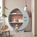 Moon Bookcase Shelving Unit – Modern MDF & Metal Storage Display Rack, Multi-Tier Open Shelves, White/Grey Contemporary Bookcase for Living Room, Office & Bedroom - Sleek Furniture