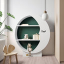 Moon Bookcase Shelving Unit – Modern MDF & Metal Storage Display Rack, Multi-Tier Open Shelves, White/Grey Contemporary Bookcase for Living Room, Office & Bedroom - Sleek Furniture