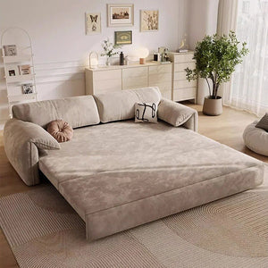 Moore Convertible Sofa Bed with Storage Drawers | Two & Three Seater Modern Sofa Bed for Bedroom & Living Room | Suede Upholstered Sofa Bed with High Density Foam & Steel Frame - Sleek Furniture