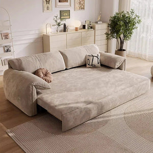 Moore Convertible Sofa Bed with Storage Drawers | Two & Three Seater Modern Sofa Bed for Bedroom & Living Room | Suede Upholstered Sofa Bed with High Density Foam & Steel Frame - Sleek Furniture