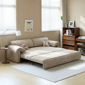 Moore Convertible Sofa Bed with Storage Drawers | Two & Three Seater Modern Sofa Bed for Bedroom & Living Room | Suede Upholstered Sofa Bed with High Density Foam & Steel Frame - Sleek Furniture