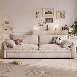 Moore Convertible Sofa Bed with Storage Drawers | Two & Three Seater Modern Sofa Bed for Bedroom & Living Room | Suede Upholstered Sofa Bed with High Density Foam & Steel Frame - Sleek Furniture