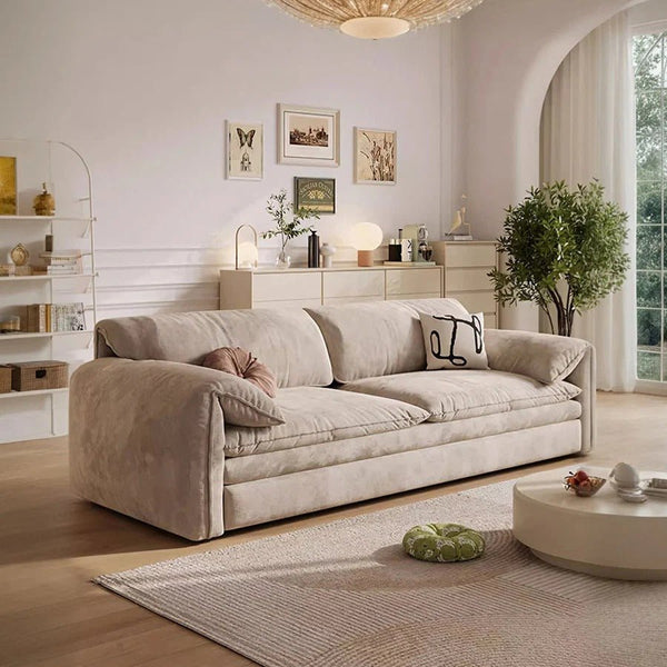 Moore Convertible Sofa Bed with Storage Drawers | Two & Three Seater Modern Sofa Bed for Bedroom & Living Room | Suede Upholstered Sofa Bed with High Density Foam & Steel Frame - Sleek Furniture