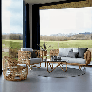Morpheus Outdoor Rattan Corner Sofa Set with Glass Coffee Table & Steel Side Table – Modern Garden Lounge Furniture, Waterproof Cushions, Oak Finish - Sleek Furniture