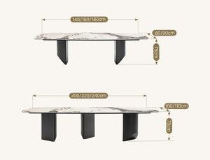 Nala Large Dining Table with Black Legs | Sintered Stone Marble Effect Top | Modern Contemporary Dining Table for 6–8 Seats | Steel Frame Dining Table - Sleek Furniture