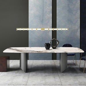 Nala Large Dining Table with Black Legs | Sintered Stone Marble Effect Top | Modern Contemporary Dining Table for 6–8 Seats | Steel Frame Dining Table - Sleek Furniture