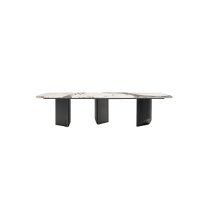 Nala Large Dining Table with Black Legs | Sintered Stone Marble Effect Top | Modern Contemporary Dining Table for 6–8 Seats | Steel Frame Dining Table - Sleek Furniture