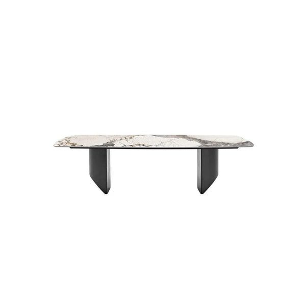 Nala Large Dining Table with Black Legs | Sintered Stone Marble Effect Top | Modern Contemporary Dining Table for 6–8 Seats | Steel Frame Dining Table - Sleek Furniture