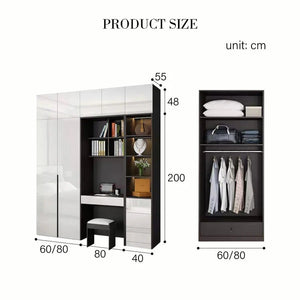 Nascimento L - Shape Corner Wardrobe with Dressing Table | Tall Modern Storage Wardrobe Unit | MDF Bedroom Organizer Cabinet | Grey & White Finish - Sleek Furniture