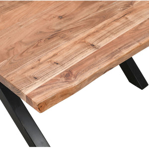 Live Edge Collection Large Square Dining Table – Handcrafted Acacia Wood, Rustic Modern Design, Seats 8 | 23685 - My Store