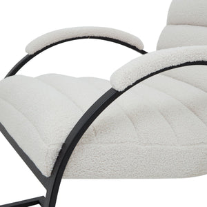 Boucle Ribbed Ark Chair – Ergonomic, Luxury Fabric & Metal Accent Chair, Black/Grey - My Store