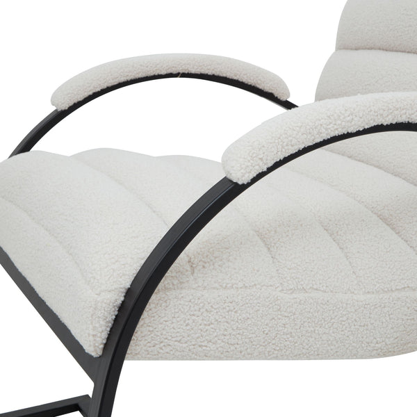 Boucle Ribbed Ark Chair – Ergonomic, Luxury Fabric & Metal Accent Chair, Black/Grey - My Store