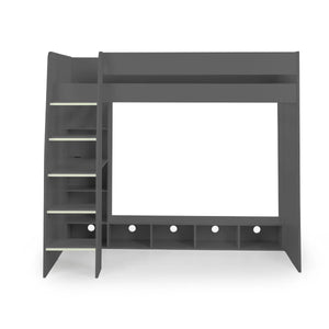 Nebula High Sleeper Gaming Bed with Integrated Desk, TV Space & Storage Shelving – Anthracite – UK Single (90 x 190cm) - Sleek Furniture