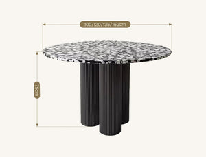 Nelli Modern Round Dining Table, Marble Finish – Contemporary Round Pedestal Dining Table for 4, Elegant White Marble Effect Centrepiece - Sleek Furniture