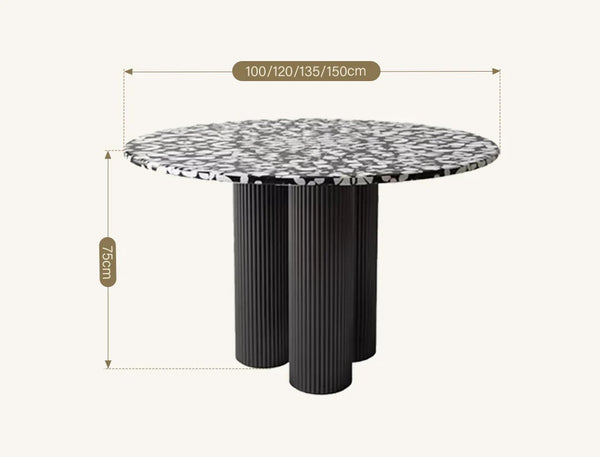Nelli Modern Round Dining Table, Marble Finish – Contemporary Round Pedestal Dining Table for 4, Elegant White Marble Effect Centrepiece - Sleek Furniture