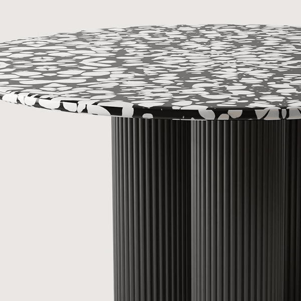 Nelli Modern Round Dining Table, Marble Finish – Contemporary Round Pedestal Dining Table for 4, Elegant White Marble Effect Centrepiece - Sleek Furniture