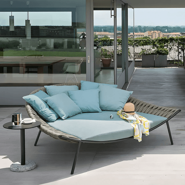 Neptune Outdoor Garden Sofa with Textilene Rope Weaving, Modern Aluminium Patio Couch with Cushioned Seating for Garden, Terrace & Outdoor Lounge - Sleek Furniture