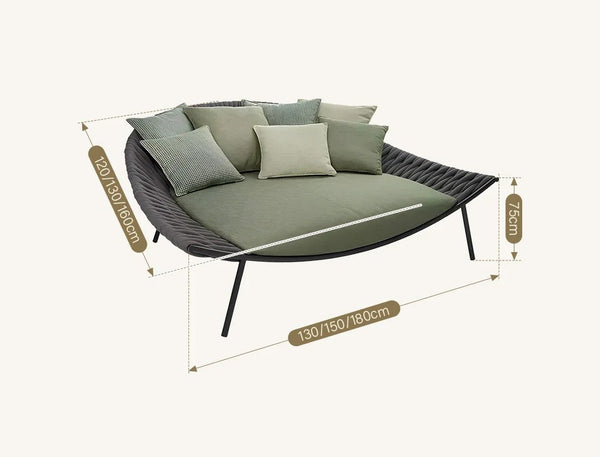 Neptune Outdoor Garden Sofa with Textilene Rope Weaving, Modern Aluminium Patio Couch with Cushioned Seating for Garden, Terrace & Outdoor Lounge - Sleek Furniture