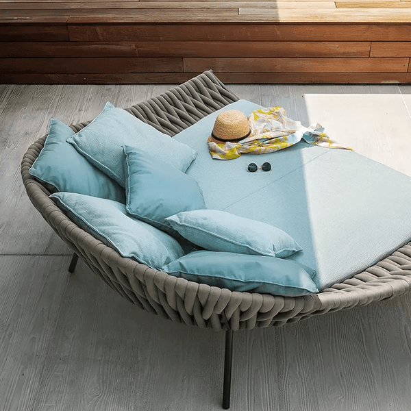 Neptune Outdoor Garden Sofa with Textilene Rope Weaving, Modern Aluminium Patio Couch with Cushioned Seating for Garden, Terrace & Outdoor Lounge - Sleek Furniture