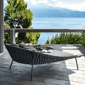 Neptune Outdoor Garden Sofa with Textilene Rope Weaving, Modern Aluminium Patio Couch with Cushioned Seating for Garden, Terrace & Outdoor Lounge - Sleek Furniture