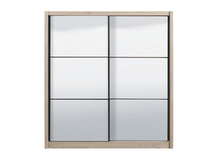Nevada Artisan Oak Effect Sliding Door Wardrobe with Full Mirror – 213cm Wide Modern Bedroom Closet with Shelves & Hanging Rail - My Store
