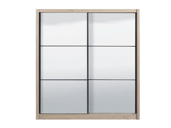 Nevada Artisan Oak Effect Sliding Door Wardrobe with Full Mirror – 213cm Wide Modern Bedroom Closet with Shelves & Hanging Rail - My Store