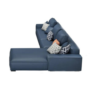 Nevaeh Three Seater Corner Sofa – Modern Leathaire L-Shaped Sofa with High-Density Foam Cushions, 3-Seater Living Room Sofa (Blue, Brown, Grey, Black) - Sleek Furniture