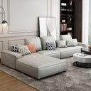 Nevaeh Three Seater Corner Sofa – Modern Leathaire L-Shaped Sofa with High-Density Foam Cushions, 3-Seater Living Room Sofa (Blue, Brown, Grey, Black) - Sleek Furniture