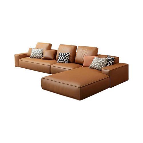Nevaeh Three Seater Corner Sofa – Modern Leathaire L-Shaped Sofa with High-Density Foam Cushions, 3-Seater Living Room Sofa (Blue, Brown, Grey, Black) - Sleek Furniture