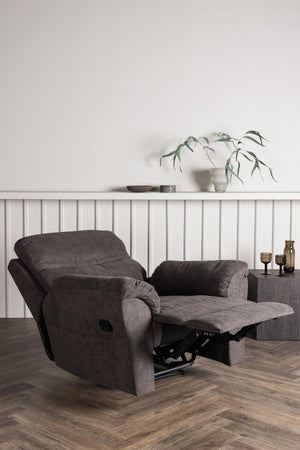 Taranto Brown Armchair | Foldable Recliner with Footrest & Soft Polyester Upholstery