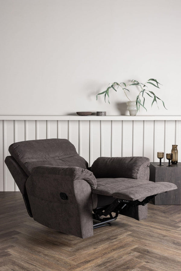 Taranto Brown Armchair | Foldable Recliner with Footrest & Soft Polyester Upholstery
