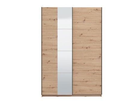 Noah Oak Effect Sliding Wardrobe with Mirror 145.5cm – Modern 2 Door Bedroom Storage Closet - My Store
