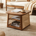 Nordic Square Coffee Table Set – Modern Rattan & Wood Nesting Tables for Living Room, Contemporary Side Table Set with Natural Finish - Sleek Furniture