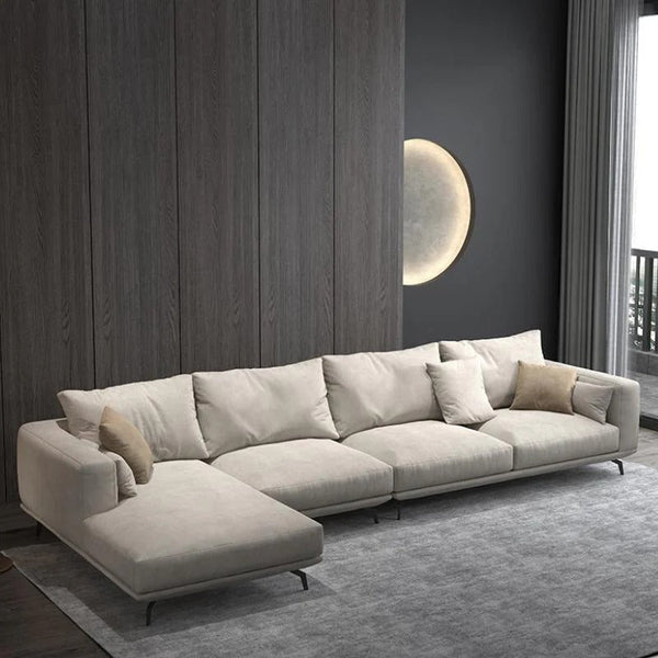 NR23 Four Seater Corner Sofa – Contemporary Leathaire L-Shape Sectional Sofa for Living Room | Modern Comfort Couch with Sturdy Legs | Optional Colours - Sleek Furniture