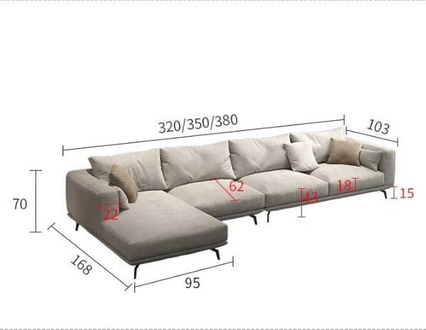 NR23 Four Seater Corner Sofa – Contemporary Leathaire L-Shape Sectional Sofa for Living Room | Modern Comfort Couch with Sturdy Legs | Optional Colours - Sleek Furniture